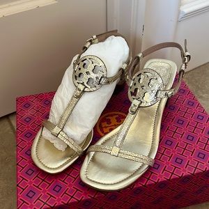 Tory Burch Gold Miller Heels